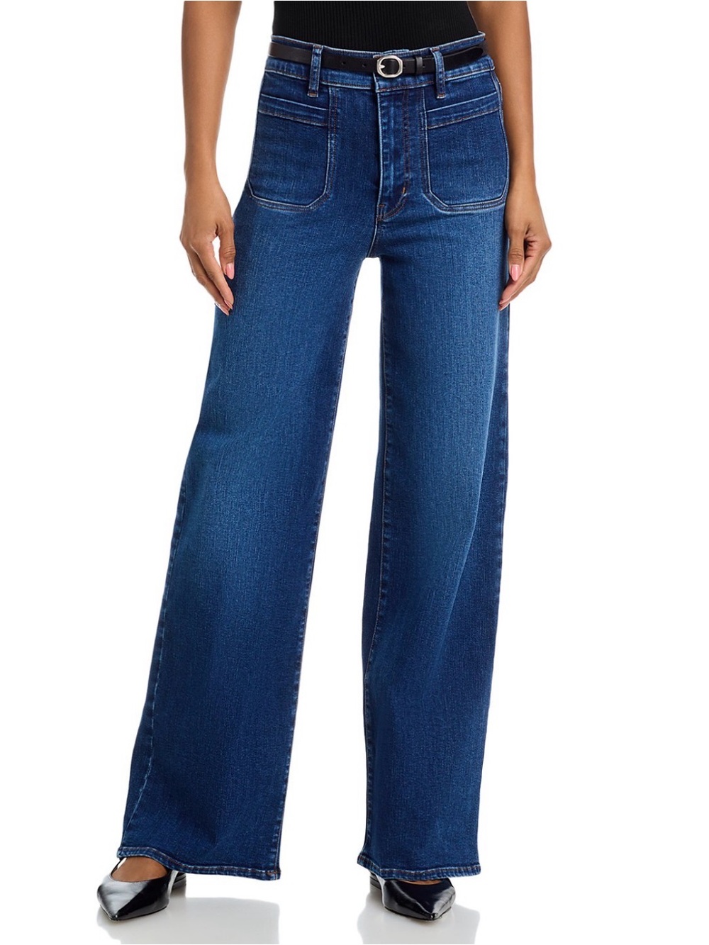 Frame Denim Le Slim Palazzo with pockets Wide-Leg Jeans in Deep Blue Wash